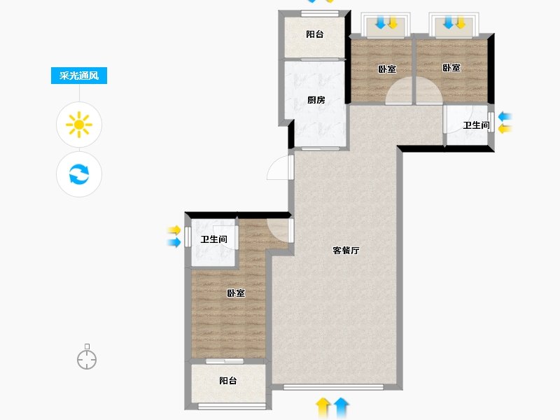 广东省-深圳市-信城·缙山府-99.80-户型库-采光通风