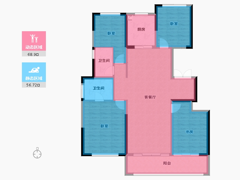 河南省-郑州市-兴港永威南樾-112.80-户型库-动静分区