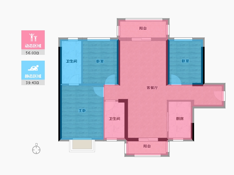 广东省-深圳市-碧桂园十里银滩维港湾-84.96-户型库-动静分区