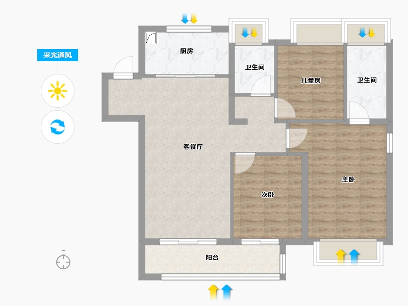 湖北省-武汉市-中交·泓园-86.50-户型库-采光通风