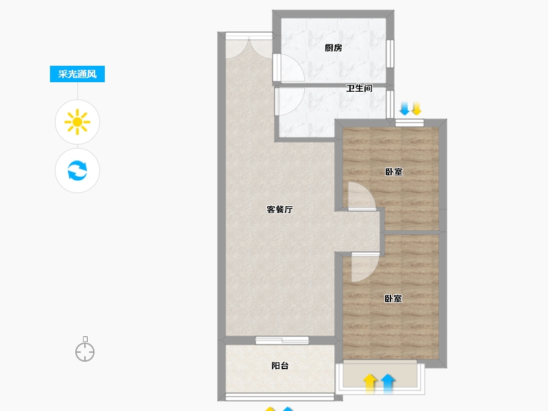 河南省-郑州市-申泰中原印象-64.50-户型库-采光通风