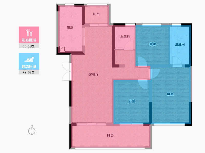 河南省-郑州市-兴港永威南樾-91.81-户型库-动静分区