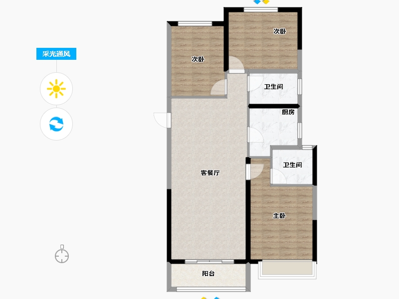 河南省-郑州市-路劲国际城-100.50-户型库-采光通风