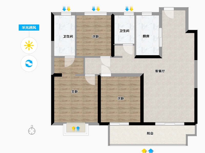 江苏省-泰州市-璟颐湾-108.00-户型库-采光通风