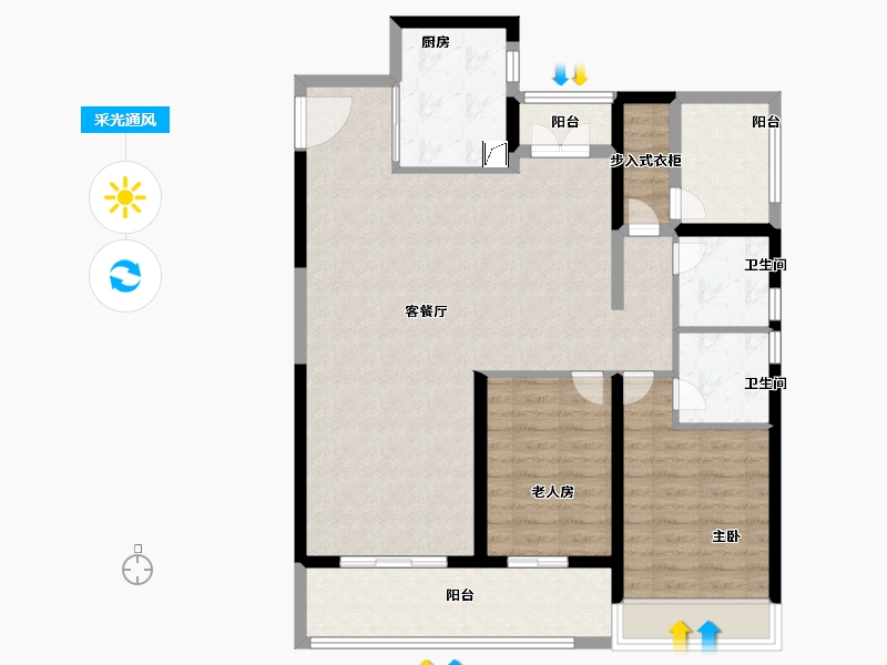 河南省-郑州市-融创城-100.99-户型库-采光通风