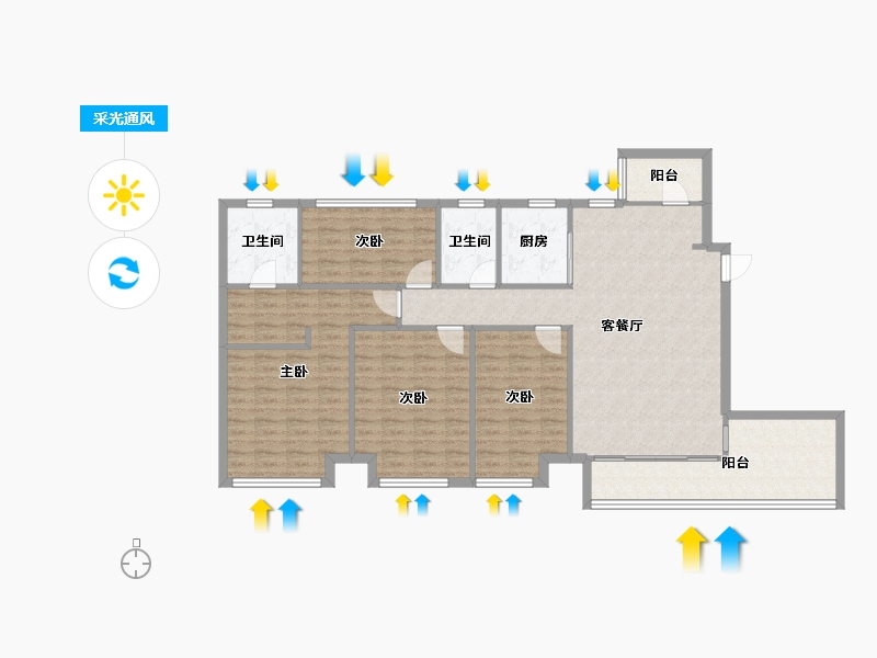 广东省-佛山市-万科金域蓝湾-125.00-户型库-采光通风