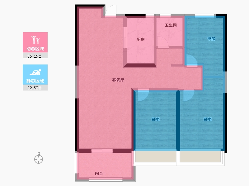 河南省-郑州市-瀚宇天悦城-77.60-户型库-动静分区