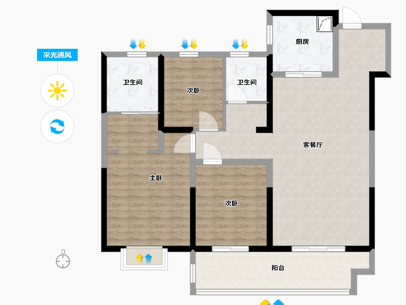 江苏省-泰州市-璟颐湾-116.00-户型库-采光通风