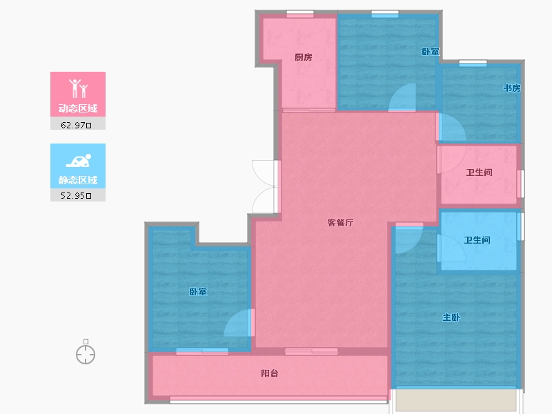 河南省-郑州市-保亿·豫景晨园-104.80-户型库-动静分区