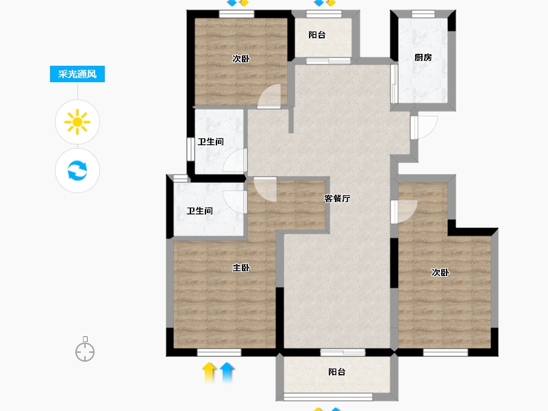 河南省-郑州市-正商湖西学府-94.30-户型库-采光通风