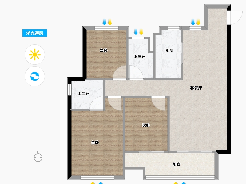 福建省-福州市-龙湖盛天江宸府-87.24-户型库-采光通风