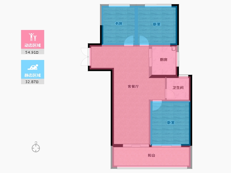 河南省-郑州市-兴港永威南樾-78.31-户型库-动静分区