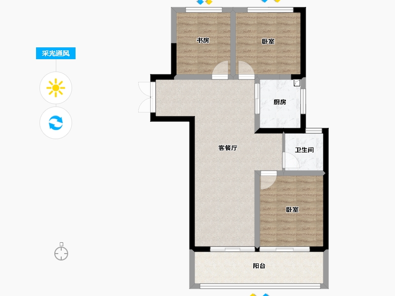 河南省-郑州市-兴港永威南樾-78.31-户型库-采光通风