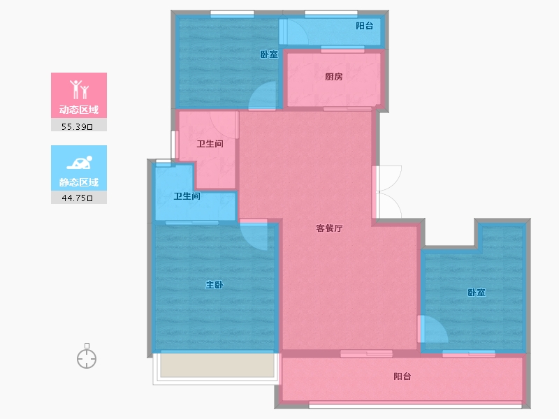 河南省-郑州市-保亿·豫景晨园-89.78-户型库-动静分区