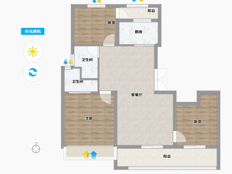 河南省-郑州市-保亿·豫景晨园-89.78-户型库-采光通风