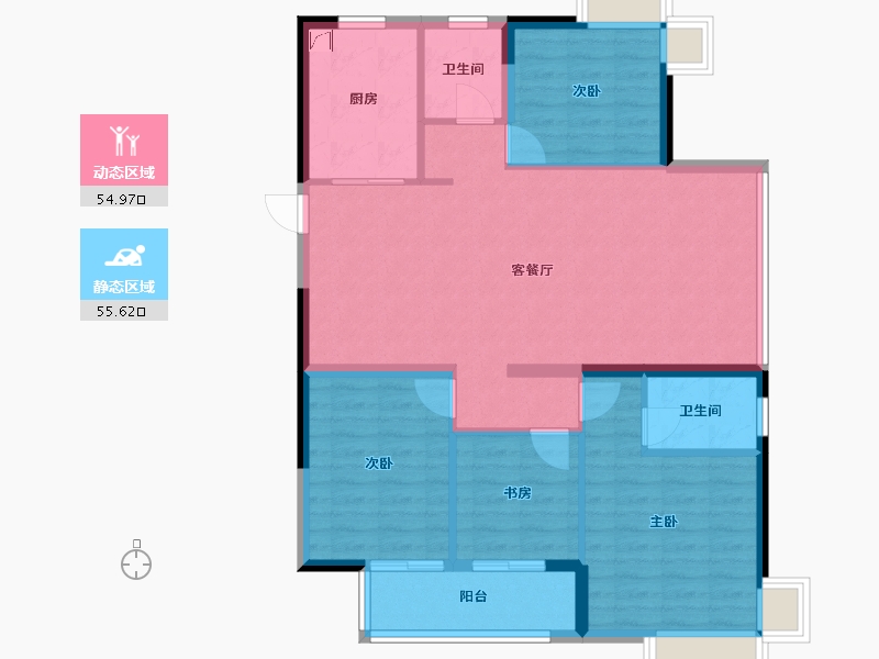 福建省-福州市-鲁能公馆三期-100.00-户型库-动静分区