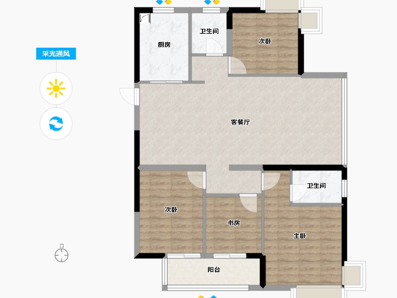 福建省-福州市-鲁能公馆三期-100.00-户型库-采光通风