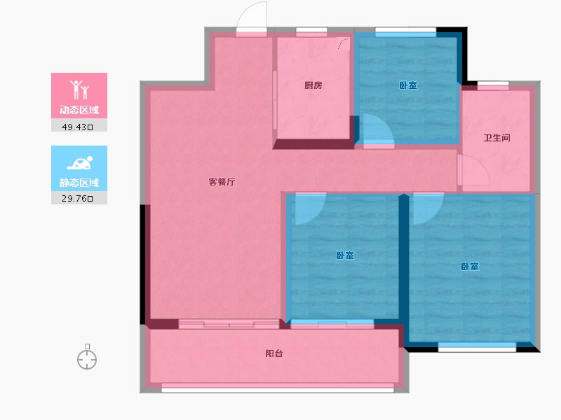 河南省-郑州市-兴港永威南樾-70.40-户型库-动静分区