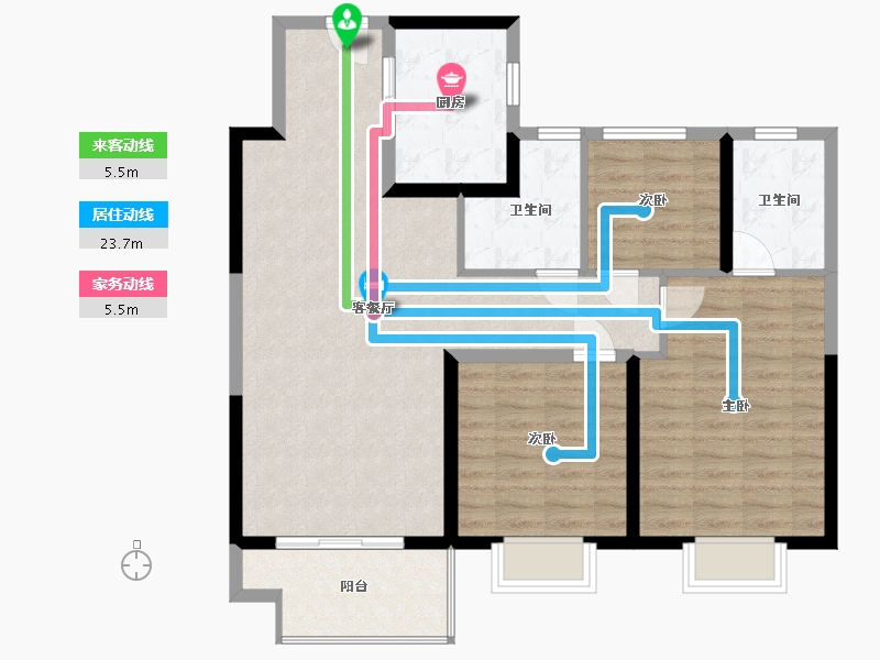 江苏省-泰州市-璟颐湾-98.00-户型库-动静线