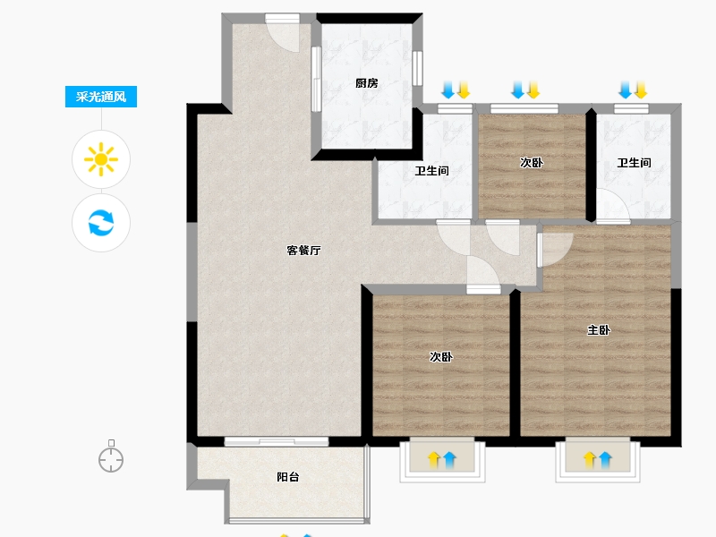 江苏省-泰州市-璟颐湾-98.00-户型库-采光通风