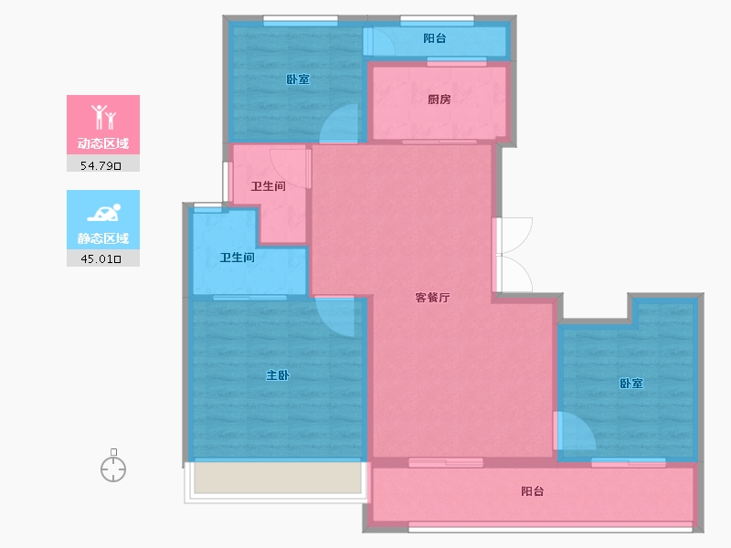 河南省-郑州市-保亿·豫景晨园-89.60-户型库-动静分区