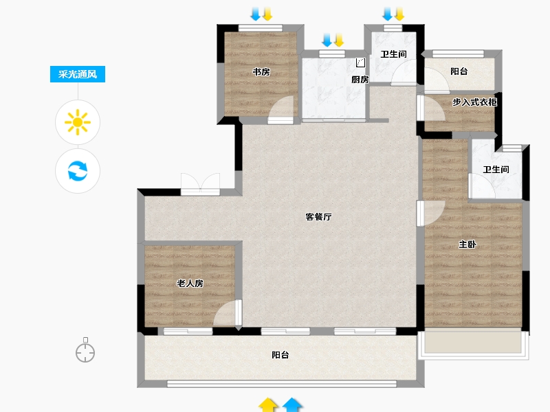 河南省-郑州市-融创城-114.00-户型库-采光通风