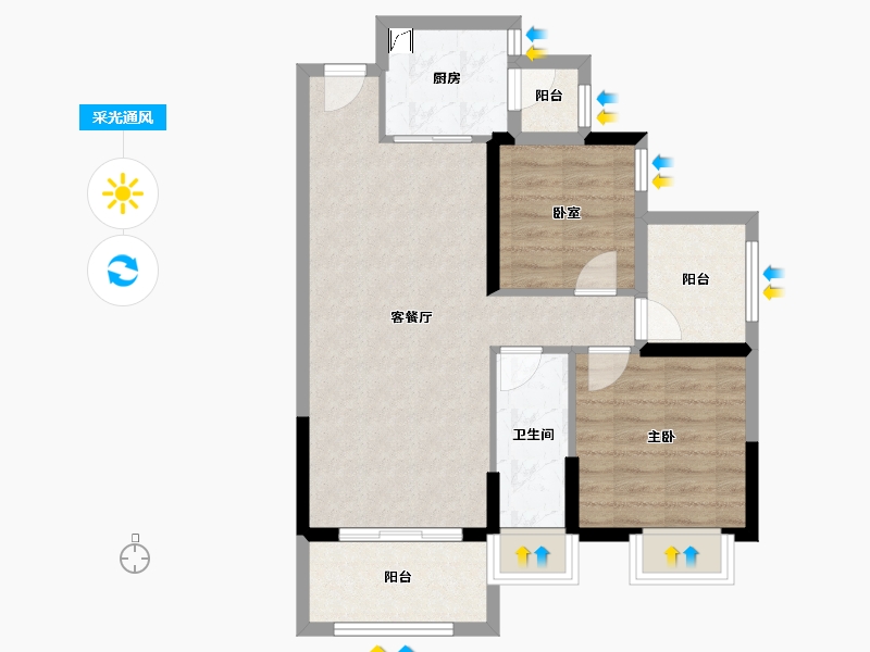 广东省-深圳市-牧云溪谷·和悦府-67.78-户型库-采光通风