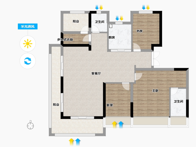 河南省-郑州市-融创城-114.00-户型库-采光通风