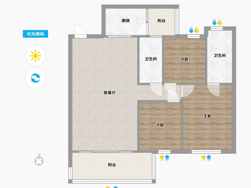 广西壮族自治区-南宁市-保利凤翔花园-119.60-户型库-采光通风