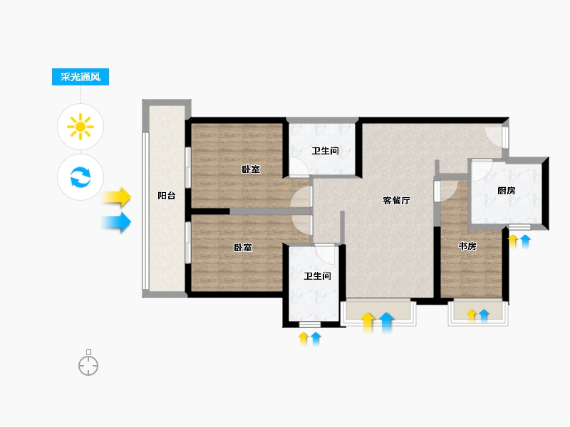 河南省-郑州市-建业盛悦府-95.60-户型库-采光通风