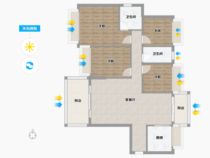 广东省-阳江市-金山翠景-107.00-户型库-采光通风