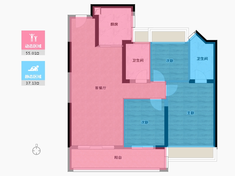 江苏省-苏州市-中建旭辉·江上​-82.40-户型库-动静分区