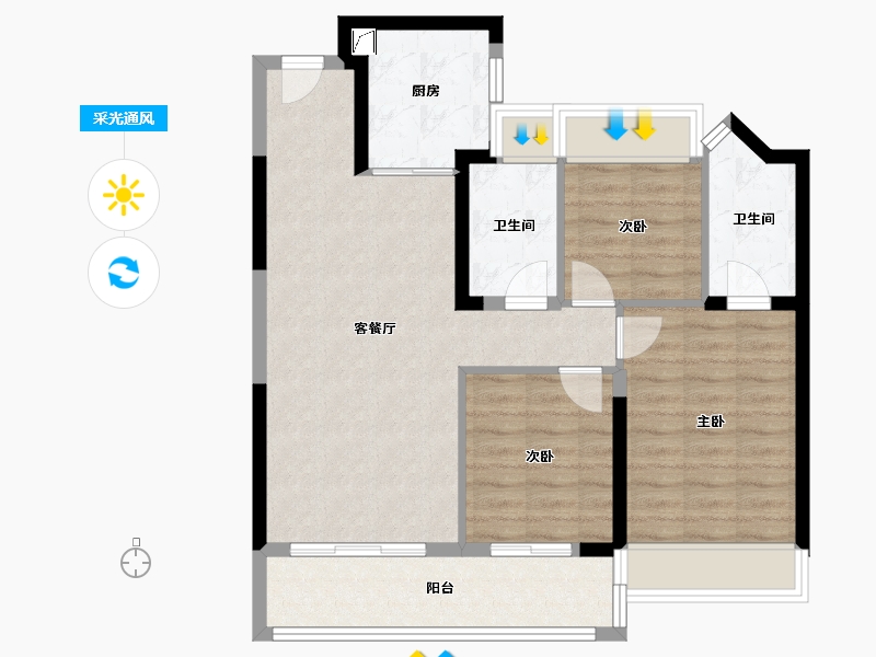 江苏省-苏州市-中建旭辉·江上​-82.40-户型库-采光通风