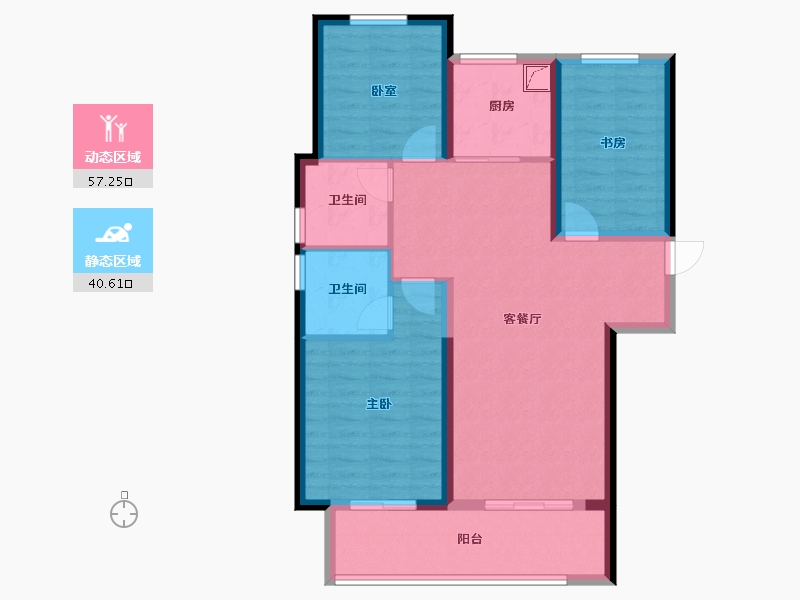 河南省-郑州市-绿都东澜岸-87.35-户型库-动静分区