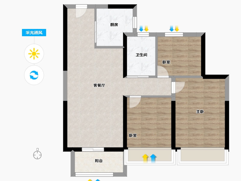 河南省-郑州市-大正·水晶森林-71.20-户型库-采光通风