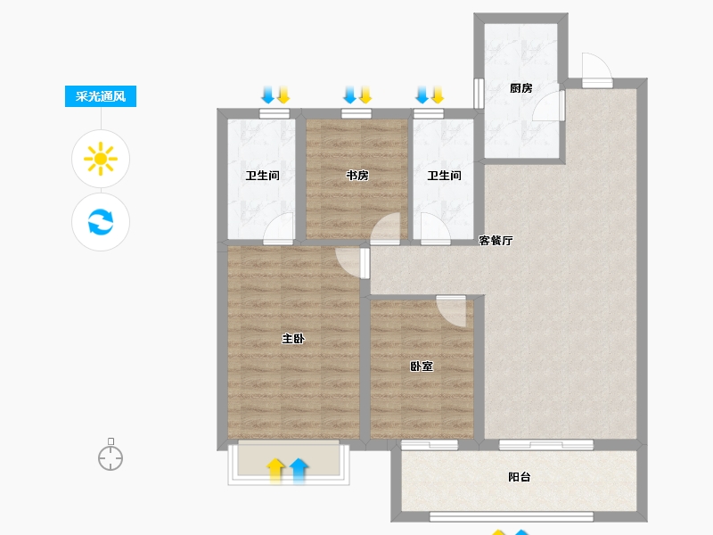 河南省-郑州市-建业盛悦府-87.00-户型库-采光通风