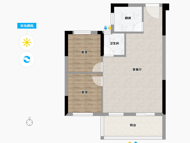 福建省-福州市-恒宇尊品-61.79-户型库-采光通风