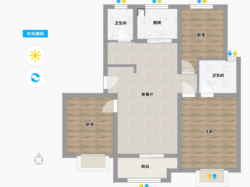 山东省-济南市-龙湖·龙誉城-90.00-户型库-采光通风