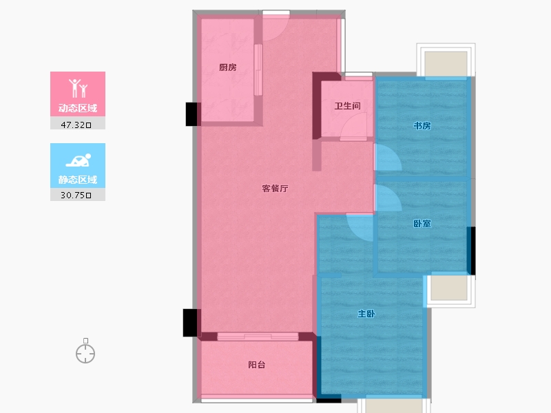 福建省-福州市-福州温泉城-69.85-户型库-动静分区