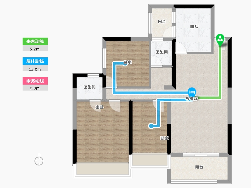 陕西省-宝鸡市-海棠宸景-86.00-户型库-动静线