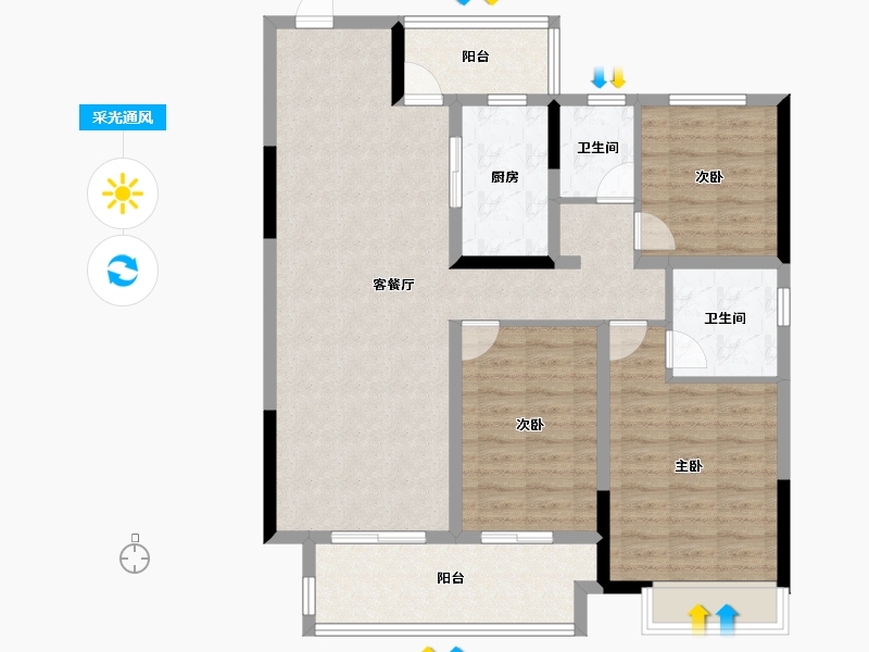 河南省-郑州市-星联·花溪府-104.00-户型库-采光通风