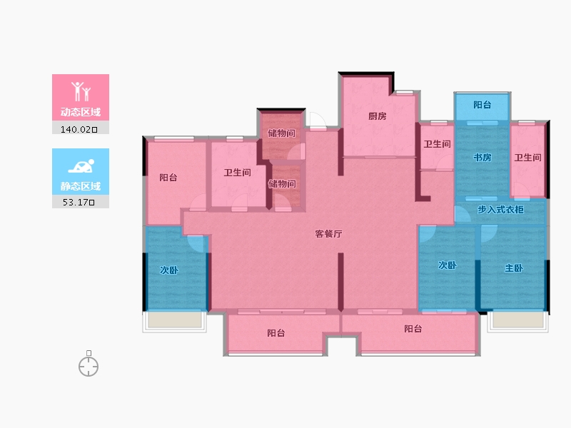 河南省-郑州市-星联·花溪府-174.20-户型库-动静分区