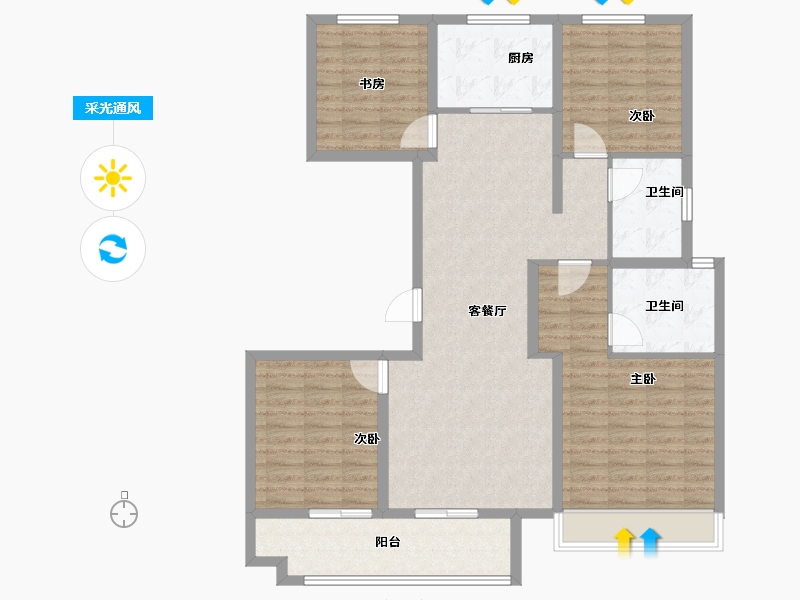 河南省-郑州市-正弘璟云筑-114.40-户型库-采光通风