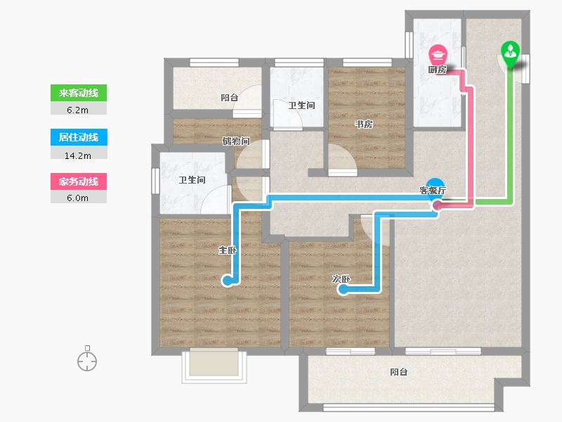 江苏省-苏州市-新城十里锦绣​-99.61-户型库-动静线