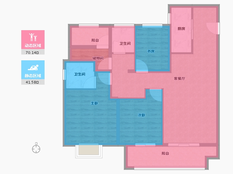 江苏省-苏州市-新城十里锦绣​-99.61-户型库-动静分区