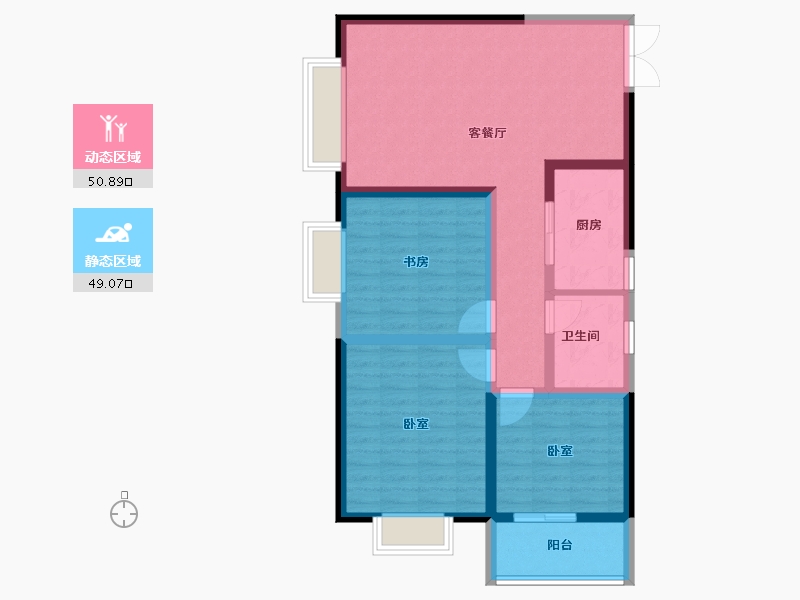 河南省-郑州市-泉舜上城-89.40-户型库-动静分区