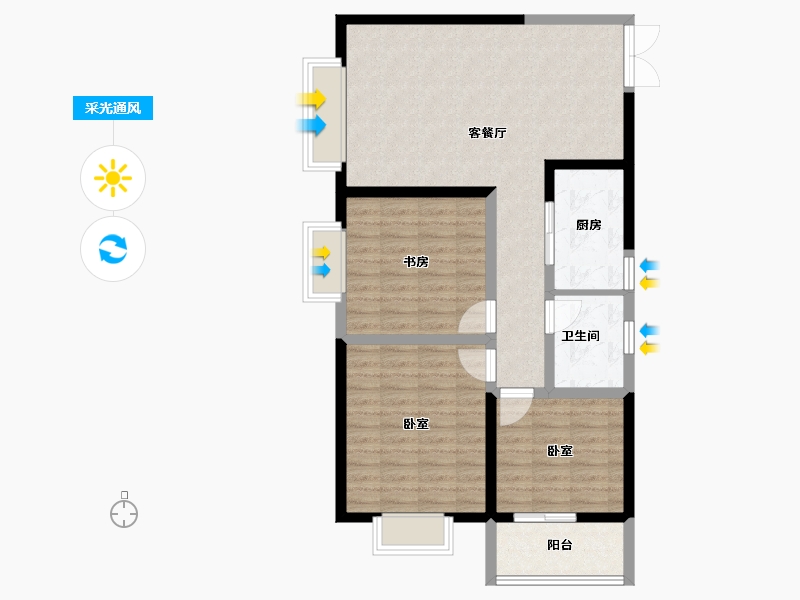 河南省-郑州市-泉舜上城-89.40-户型库-采光通风