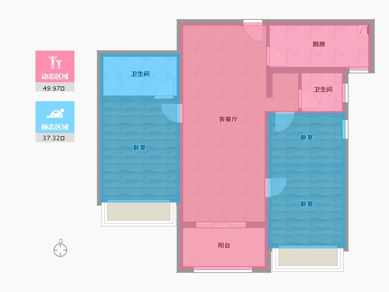 河南省-郑州市-兴港和昌云著-77.60-户型库-动静分区