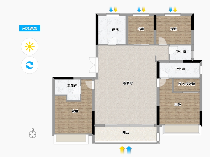 河南省-郑州市-康桥兰溪-132.80-户型库-采光通风