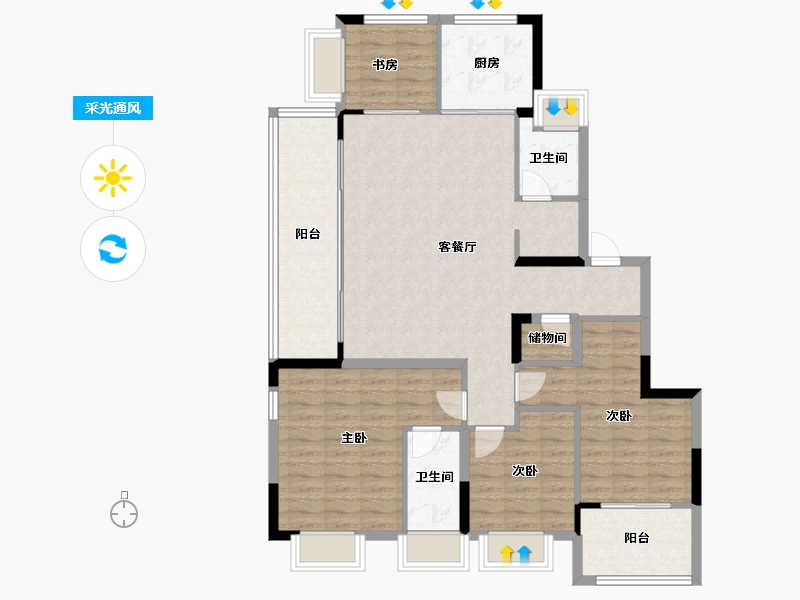 江苏省-苏州市-绿城象屿·逸品澜岸-114.01-户型库-采光通风